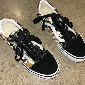 Vans Women's Black and Tan Camo Sneakers
